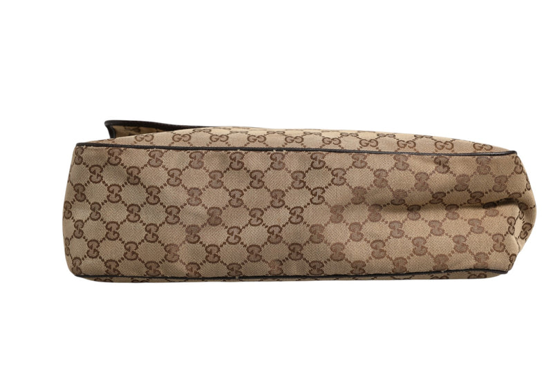 Gucci GG Canvas Flap Messenger Bag - Brown