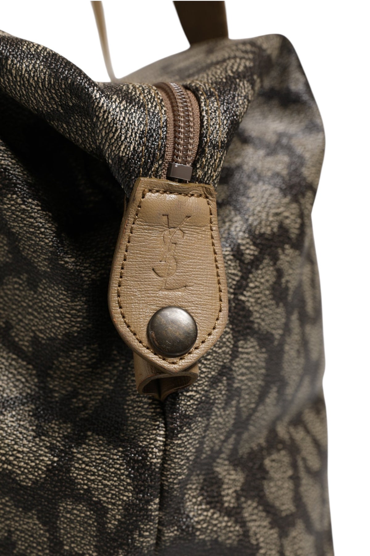 Saint Laurent Green and Brown Pattern Canvas Duffel Bag