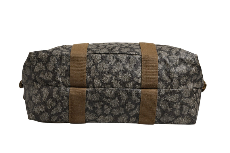 Saint Laurent Green and Brown Pattern Canvas Duffel Bag