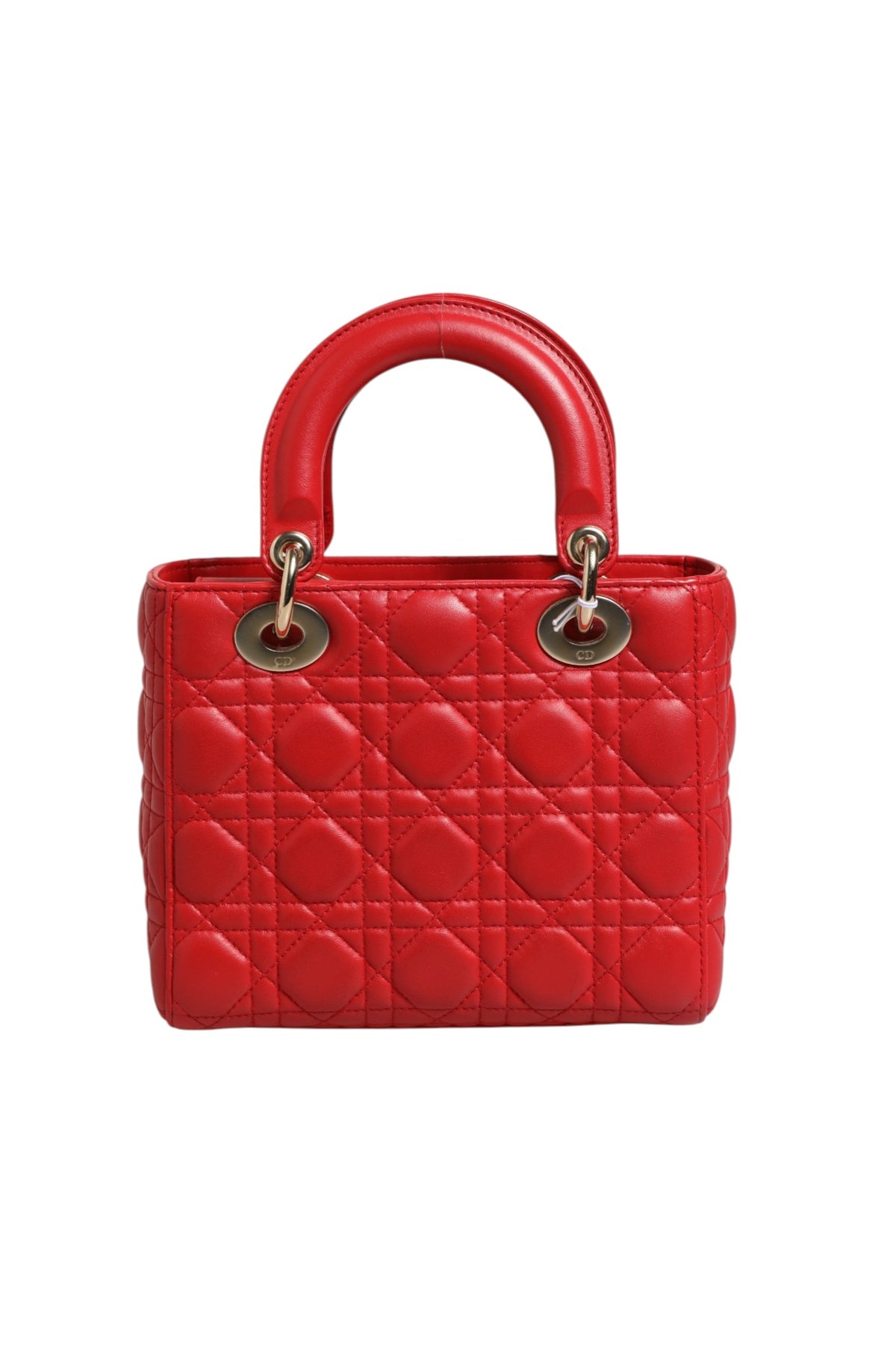 Christian Dior Lady Dior Cannage Leather Handbag en Cuir Rouge