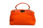 Fendi Orange Leather and Shearling Mini Peekaboo Top Handle Bag