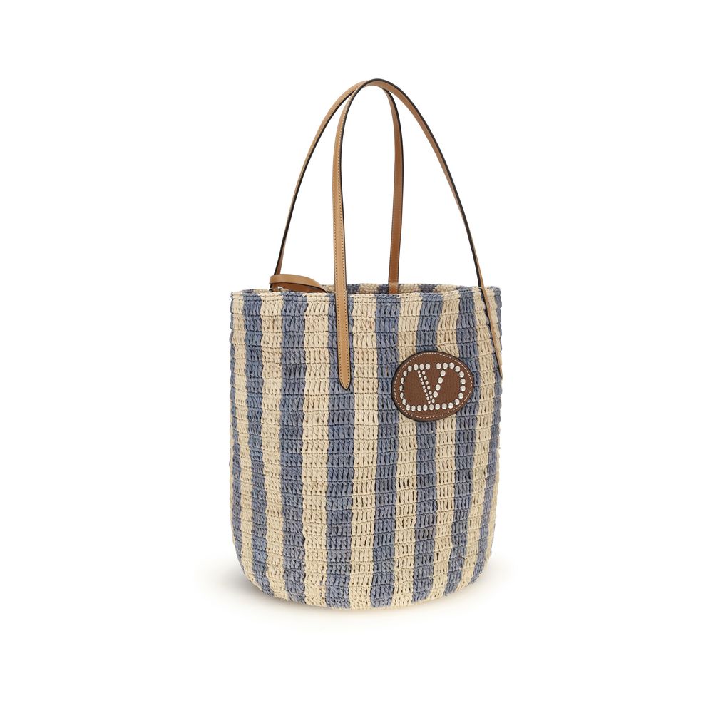 Valentino Garavani Multicolor Raffia Bucket Bag