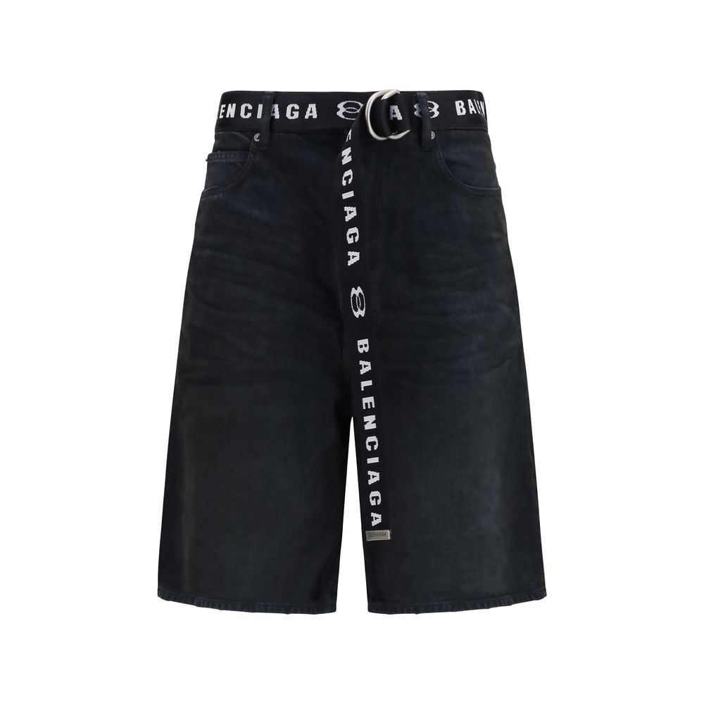 Bermuda Shorts en Coton Noir Balenciaga