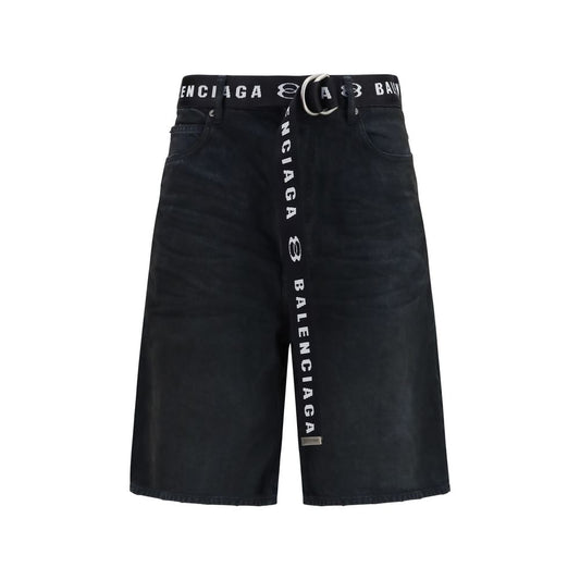 Bermuda Shorts en Coton Noir Balenciaga