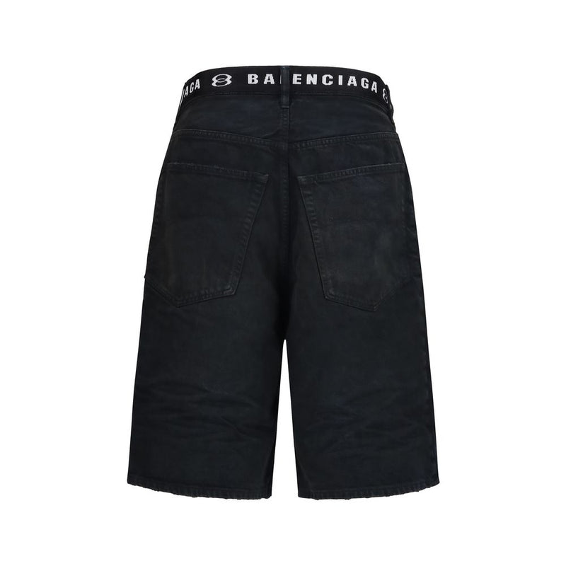Balenciaga Black Cotton Bermuda Shorts - Contemporary Design