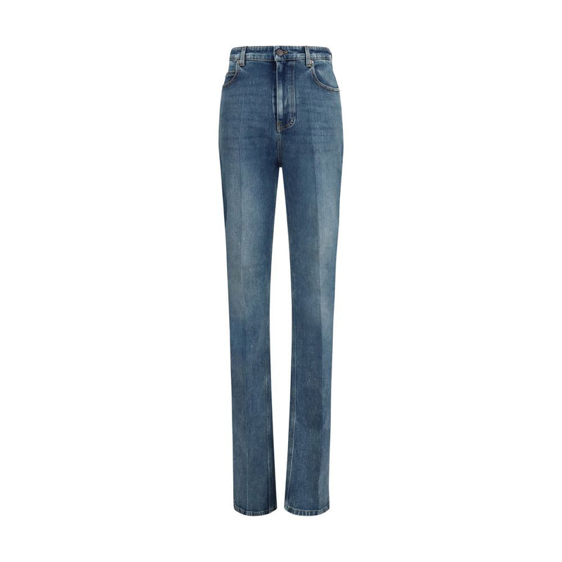 Balenciaga Blue Cotton High-Waisted Jean