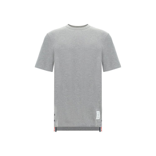 Thom Browne Cotton T-Shirt with Ribbed Collar and Button Slits