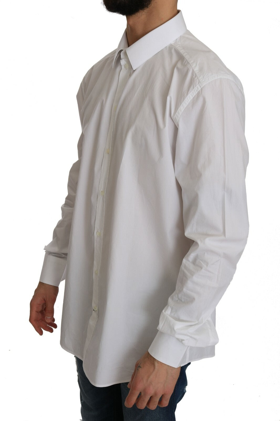 Dolce & Gabbana GOLD Slim Fit White Cotton Dress Shirt