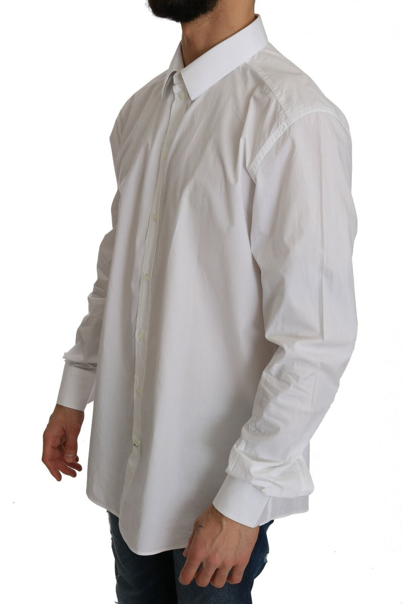Dolce & Gabbana GOLD Slim Fit White Cotton Dress Shirt