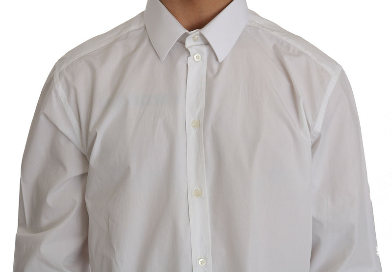 Dolce & Gabbana GOLD Slim Fit White Cotton Dress Shirt