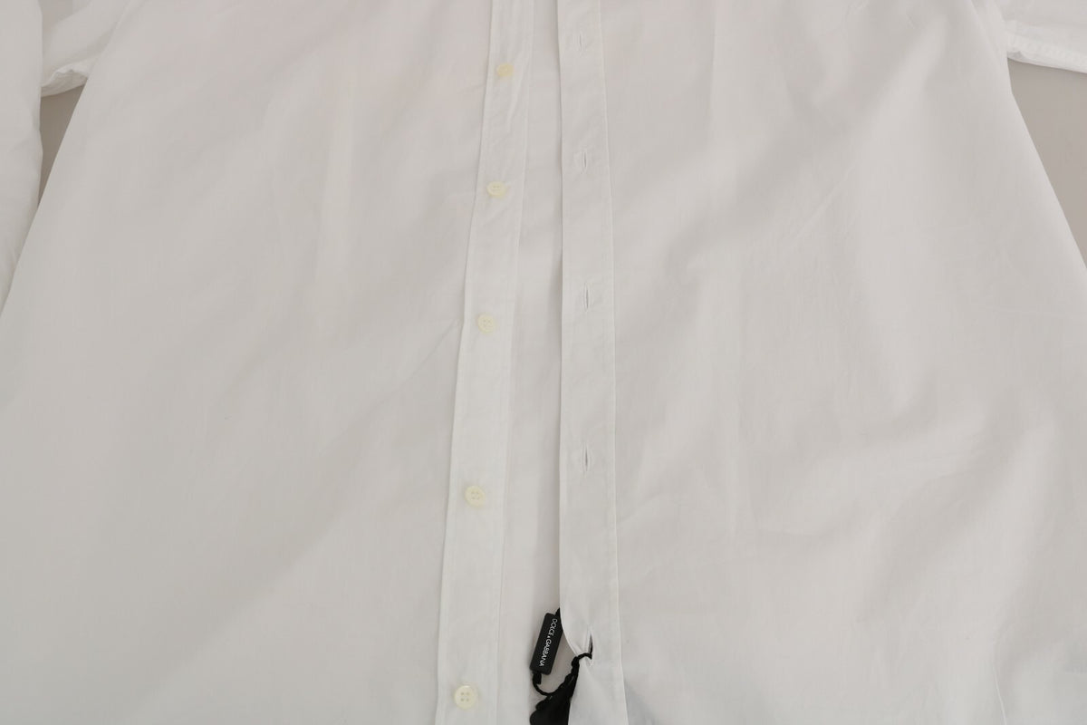 Dolce & Gabbana GOLD Slim Fit White Cotton Dress Shirt