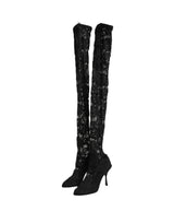 Dolce & Gabbana Taormina Black Lace Socks Boots