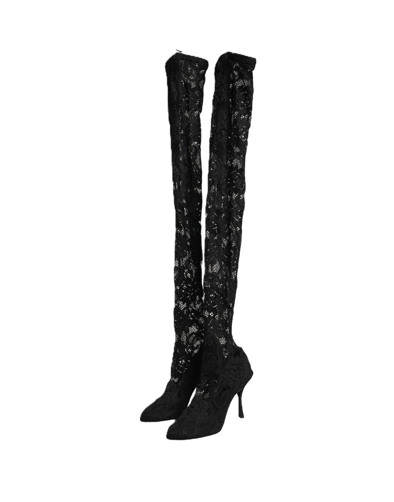Dolce & Gabbana Taormina Black Lace Socks Boots