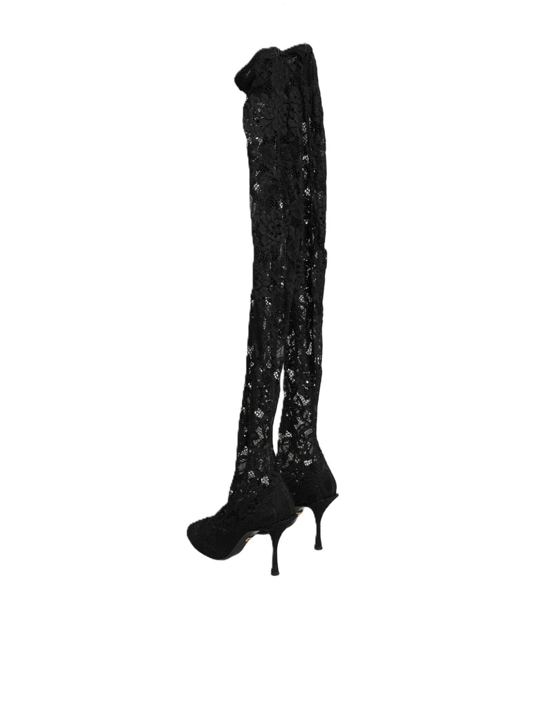 Dolce & Gabbana Taormina Black Lace Socks Boots