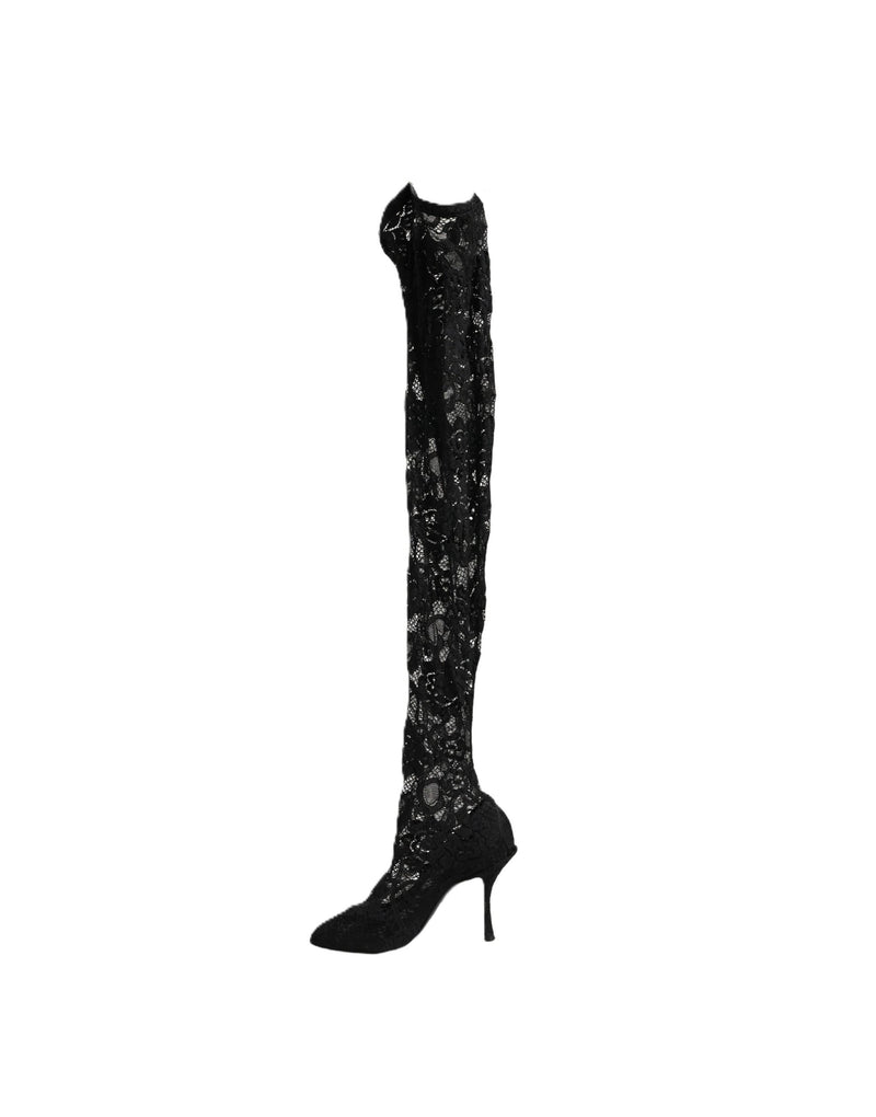 Dolce & Gabbana Taormina Black Lace Socks Boots