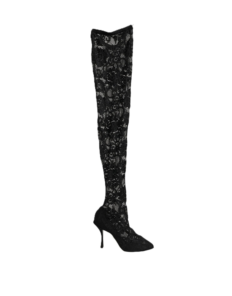 Dolce & Gabbana Taormina Black Lace Socks Boots