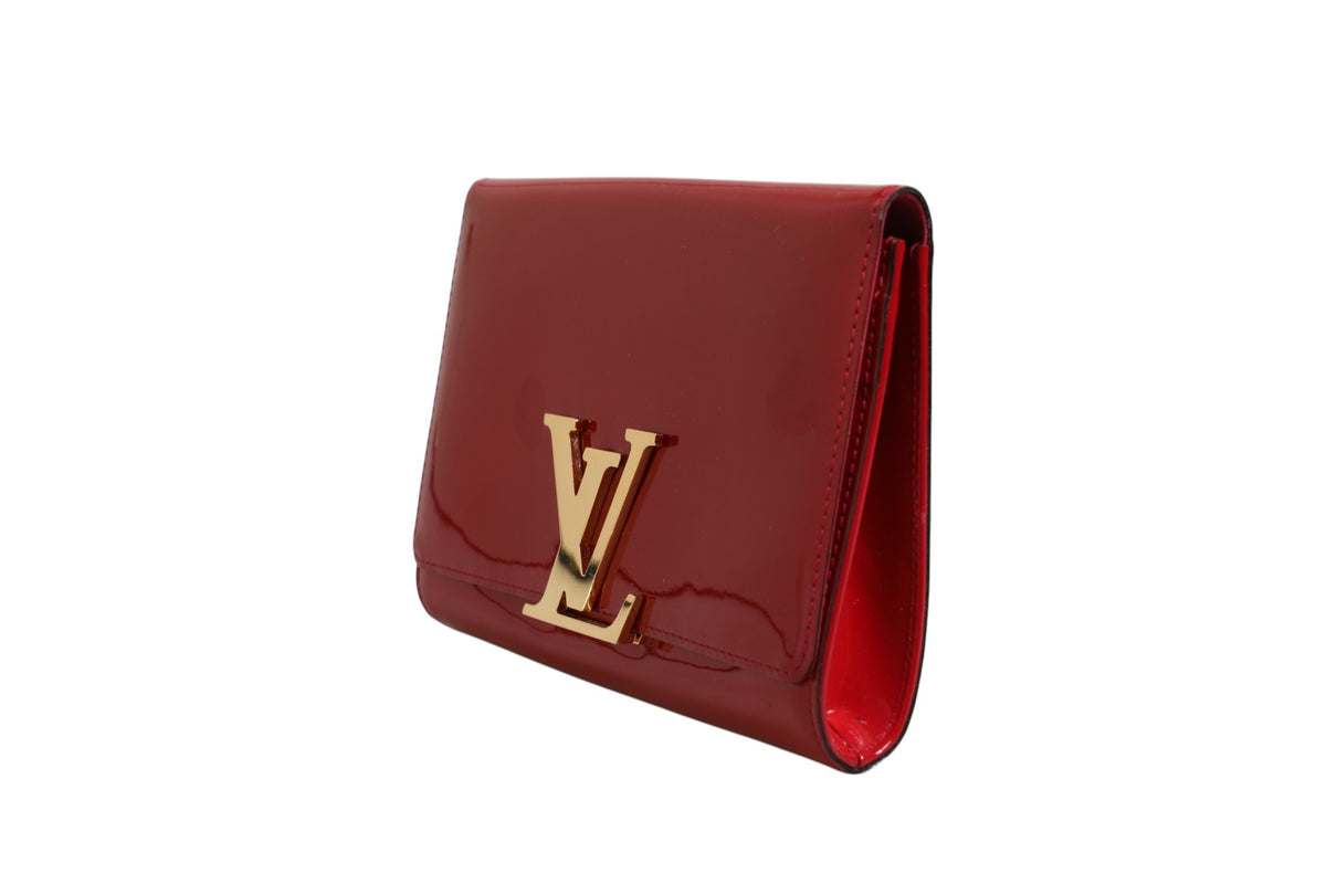 Portefeuille chaîne Louis Vuitton Louise PM en cuir verni rouge