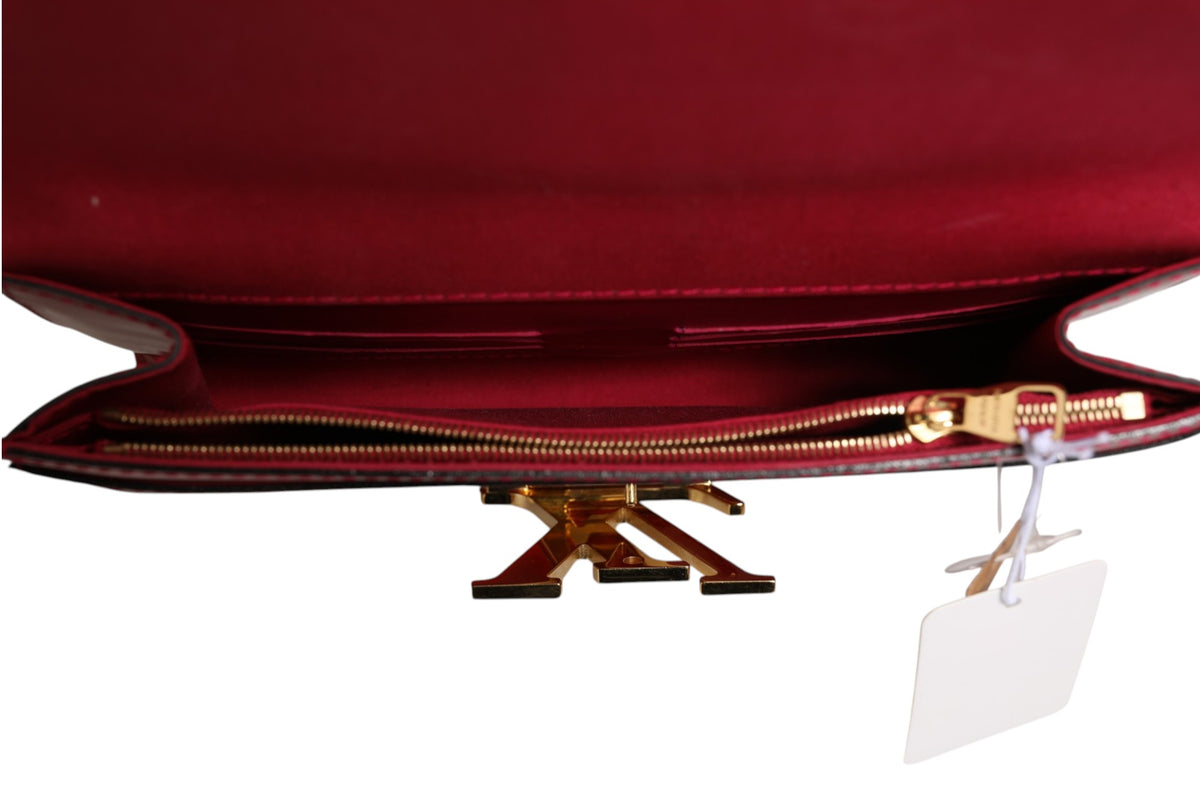 Portefeuille chaîne Louis Vuitton Louise PM en cuir verni rouge