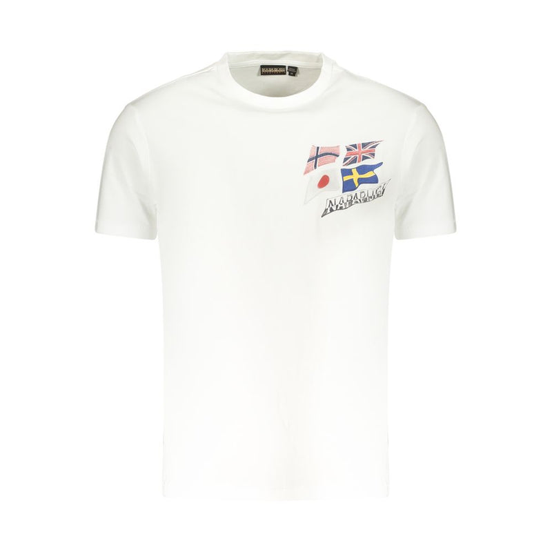 Napapijri White Cotton Men's T-Shirt - Classic Style
