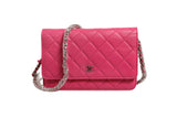 Chanel Pink Quilted Lambskin Wallet On Chain WOC Silver
