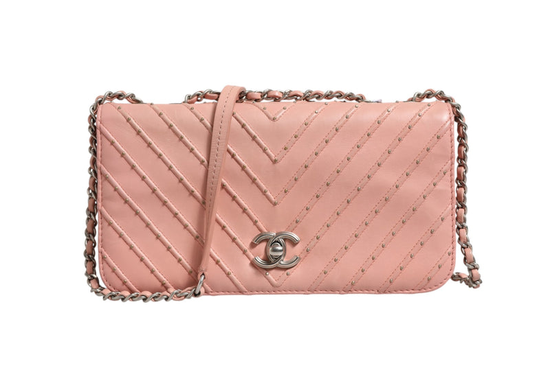 Chanel Small Classic Double Flap Bag in Light Pink Chevron