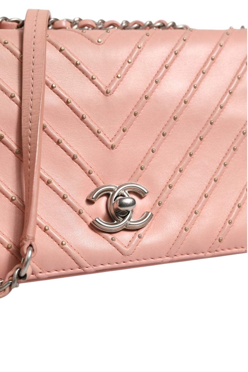 Chanel Small Classic Double Flap Bag in Light Pink Chevron
