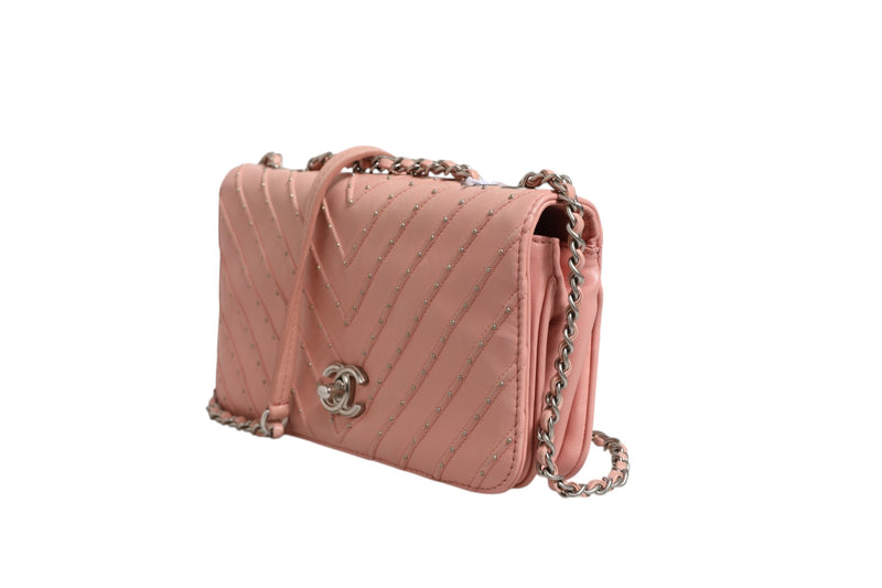 Chanel Small Classic Double Flap Bag in Light Pink Chevron