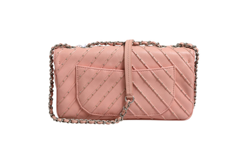 Chanel Small Classic Double Flap Bag in Light Pink Chevron