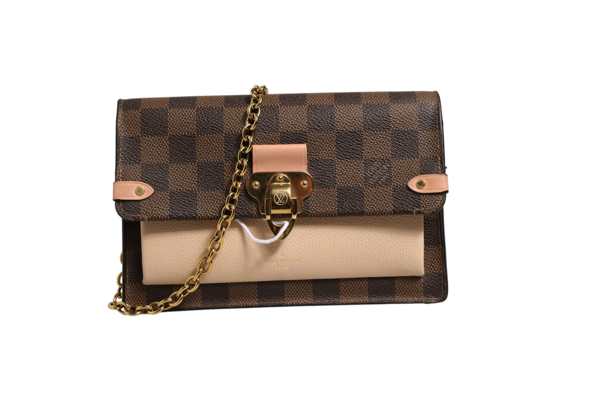 Portefeuille Louis Vuitton Damier Ebene Vavin à chaîne
