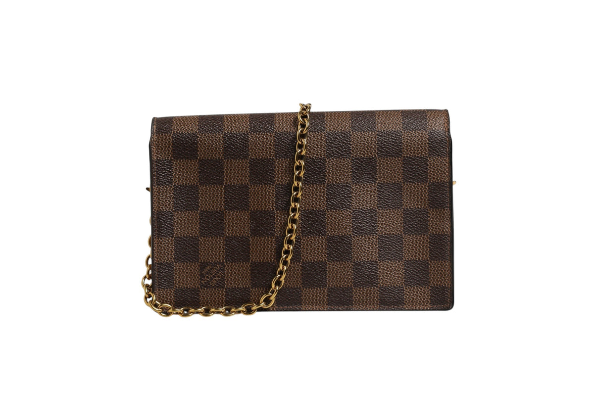 Portefeuille Louis Vuitton Damier Ebene Vavin à chaîne