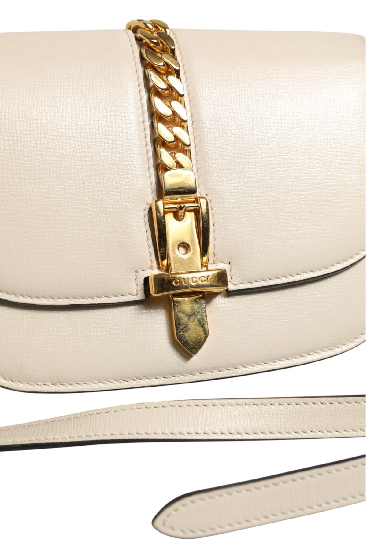 Gucci Sylvie 1969 Mini Leather Shoulder Bag - Off White