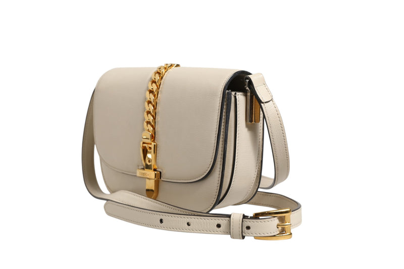 Gucci Sylvie 1969 Mini Leather Shoulder Bag - Off White
