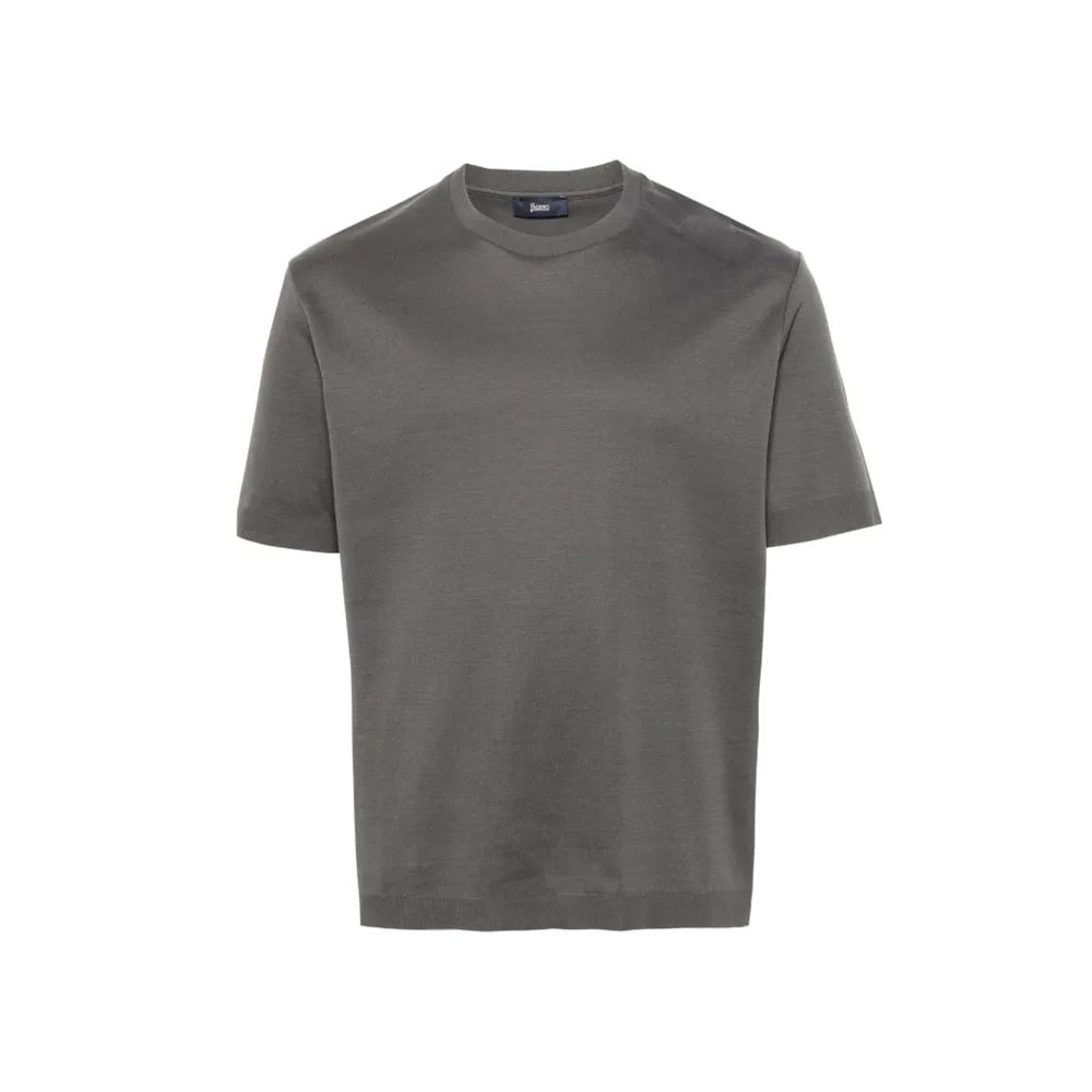 Herno Gray Cotton and Silk T-Shirt for Men