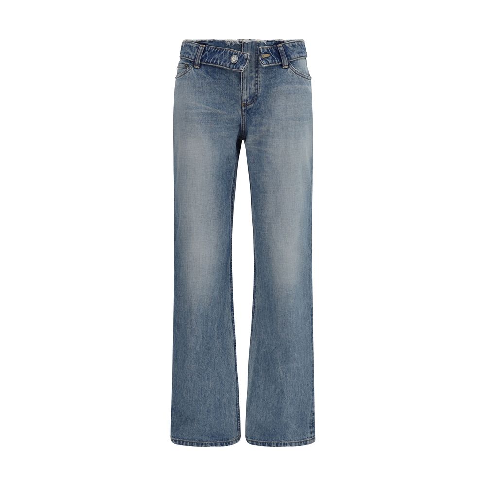 Alexander McQueen Blue Cotton Straight-Leg Jeans for Women