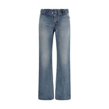 Alexander McQueen Blue Cotton Straight-Leg Jeans for Women