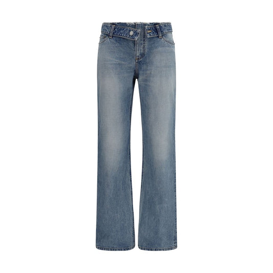 Alexander McQueen Blue Cotton Straight-Leg Jeans for Women