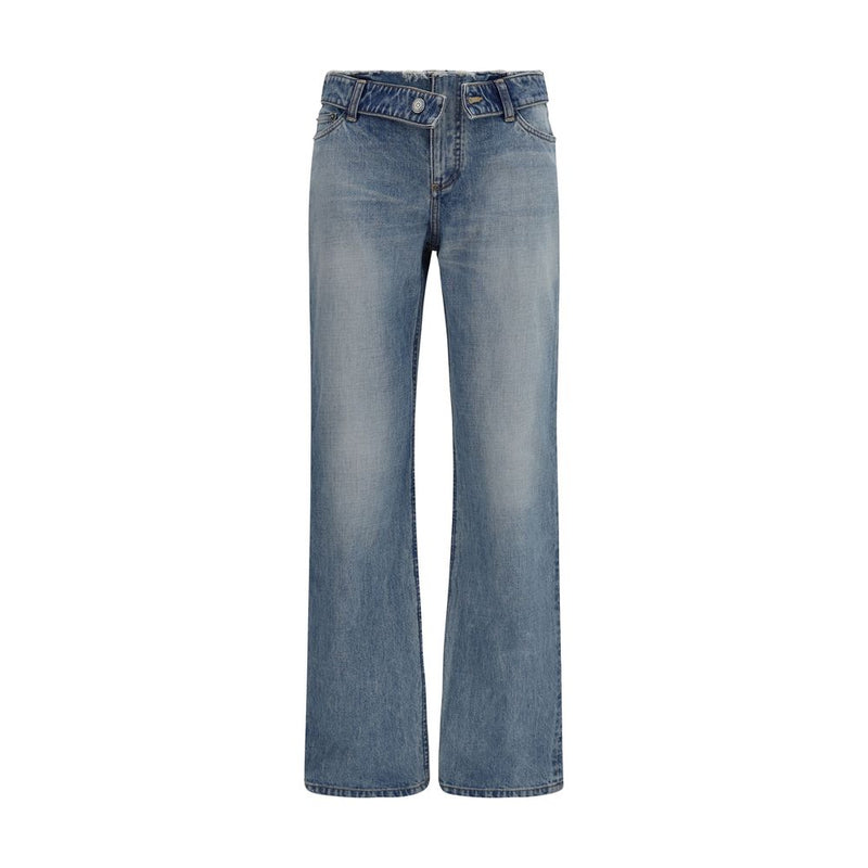 Alexander McQueen Blue Cotton Straight-Leg Jeans for Women