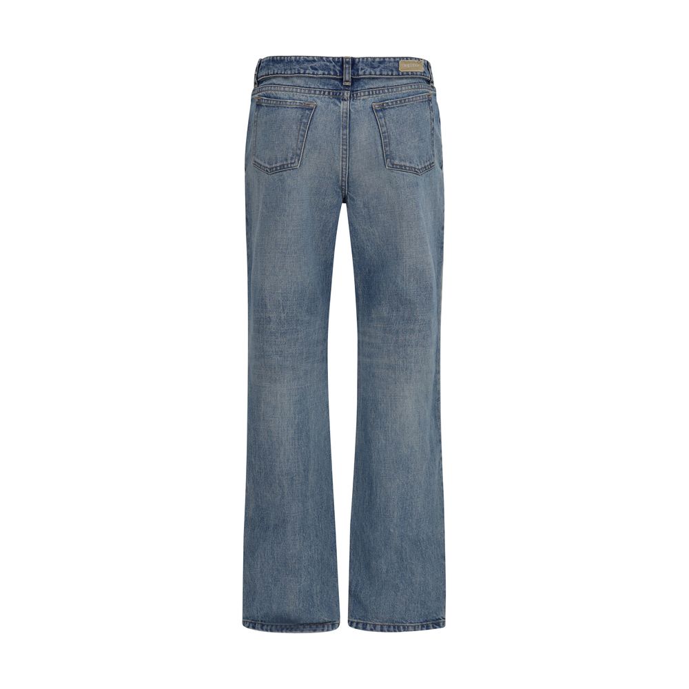 Alexander McQueen Blue Cotton Straight-Leg Jeans for Women