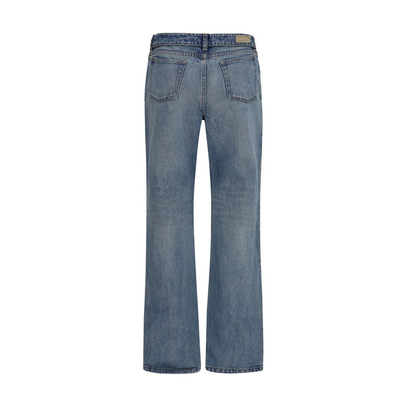 Alexander McQueen Blue Cotton Straight-Leg Jeans for Women