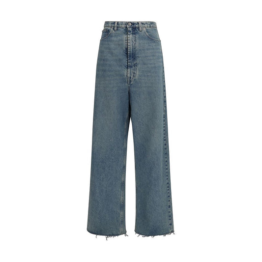 Maison Margiela Blue Cotton High-Waisted Jeans for Women