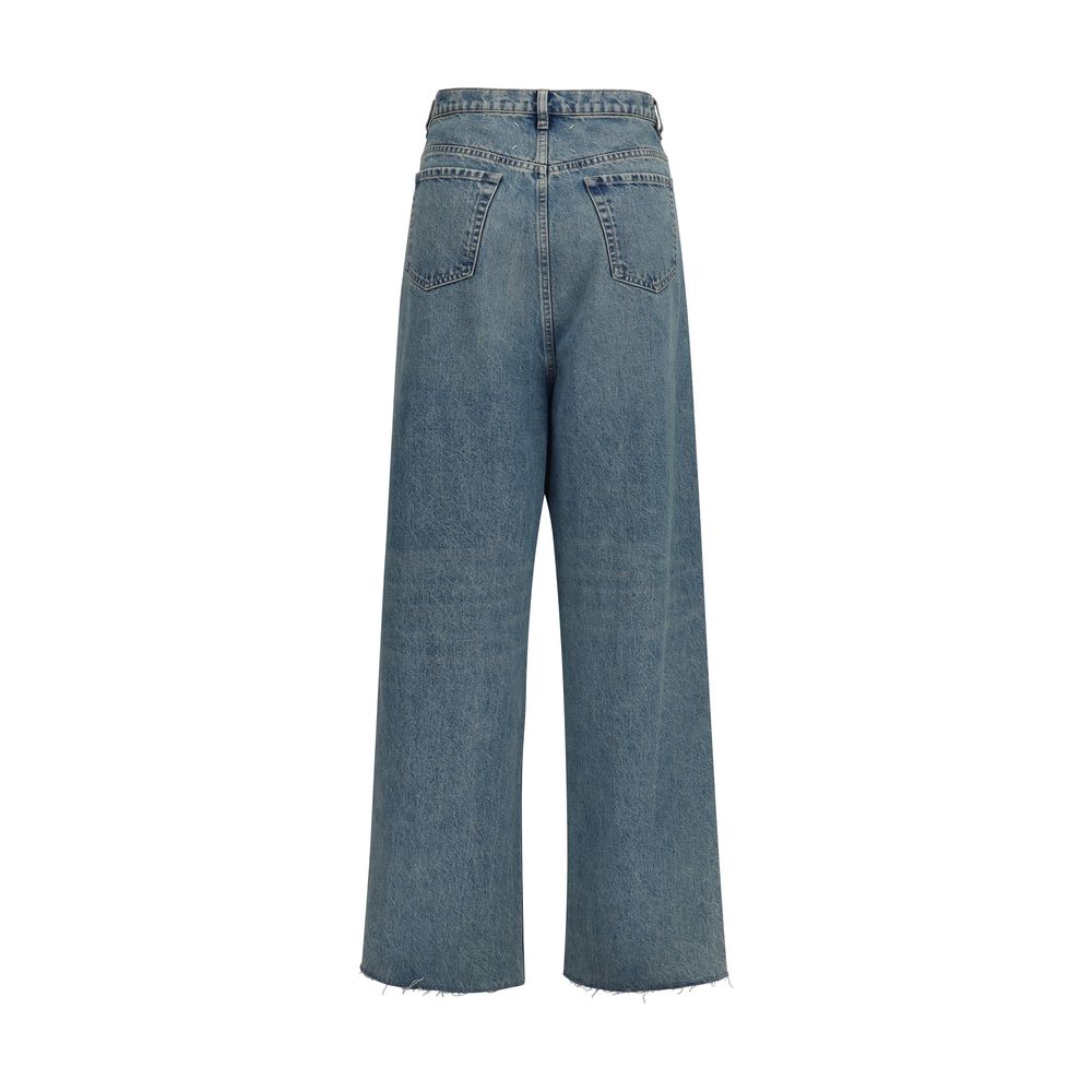 Maison Margiela Blue Cotton High-Waisted Jeans for Women