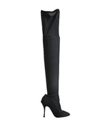 Dolce & Gabbana Black Stretch Socks Knee High Boots Shoes