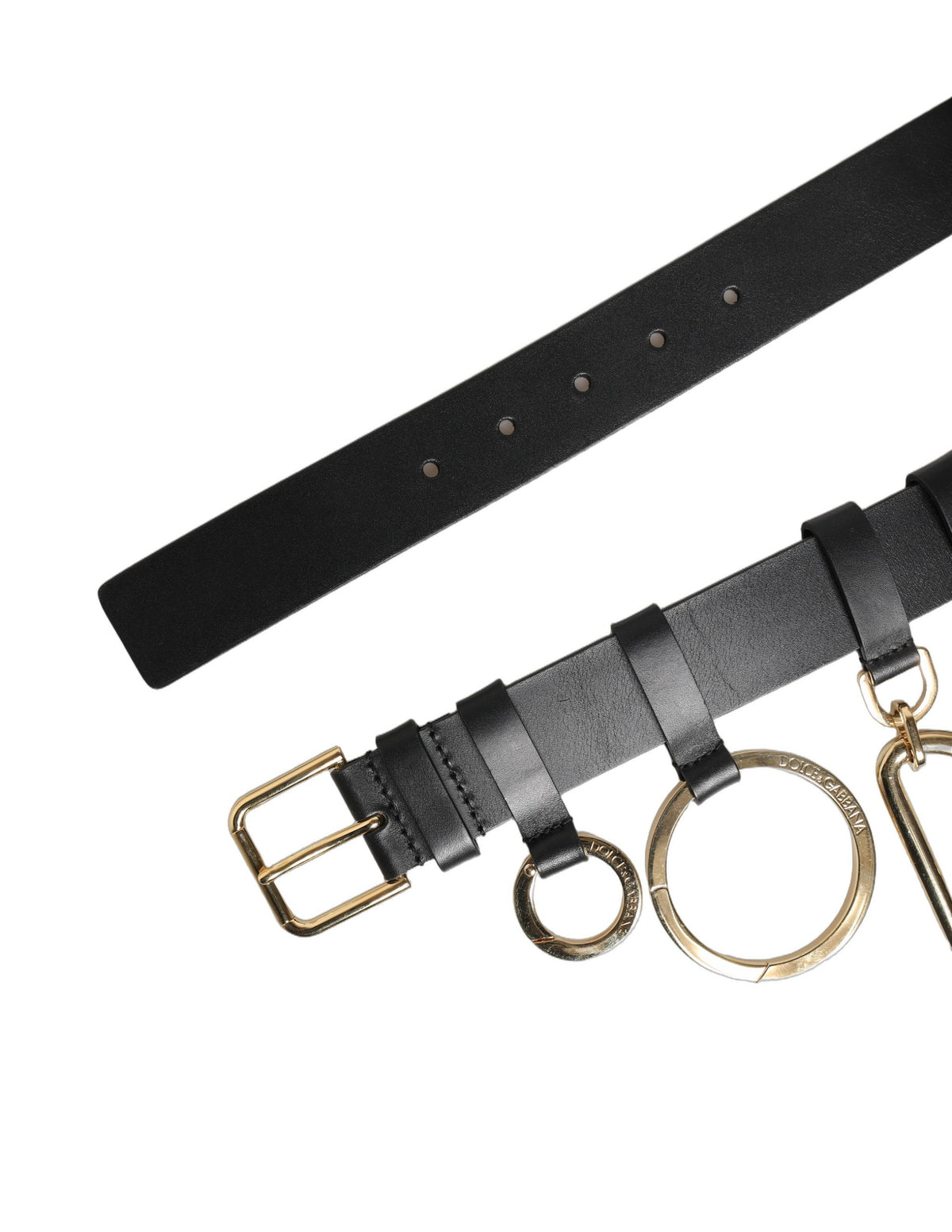 Dolce & Gabbana Black Calf Leather Belt with Gold Metal Buckle