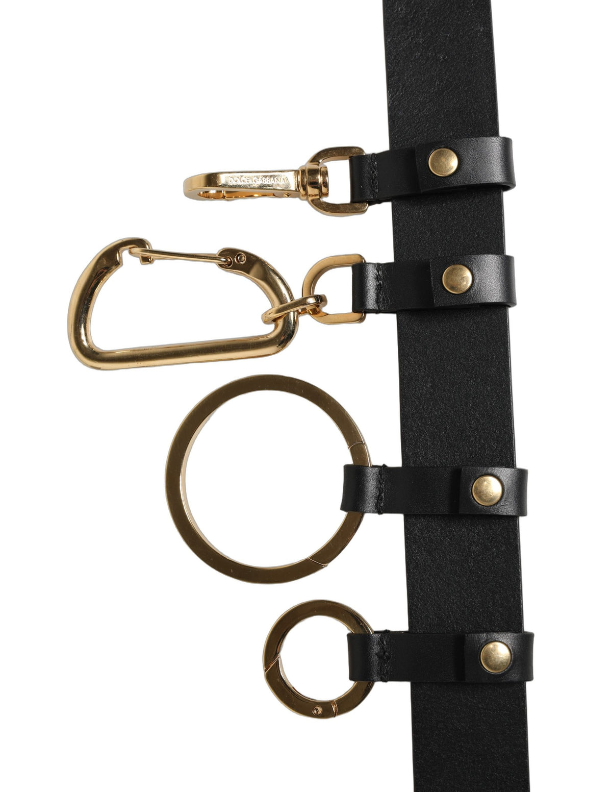 Dolce & Gabbana Black Calf Leather Belt with Gold Metal Buckle