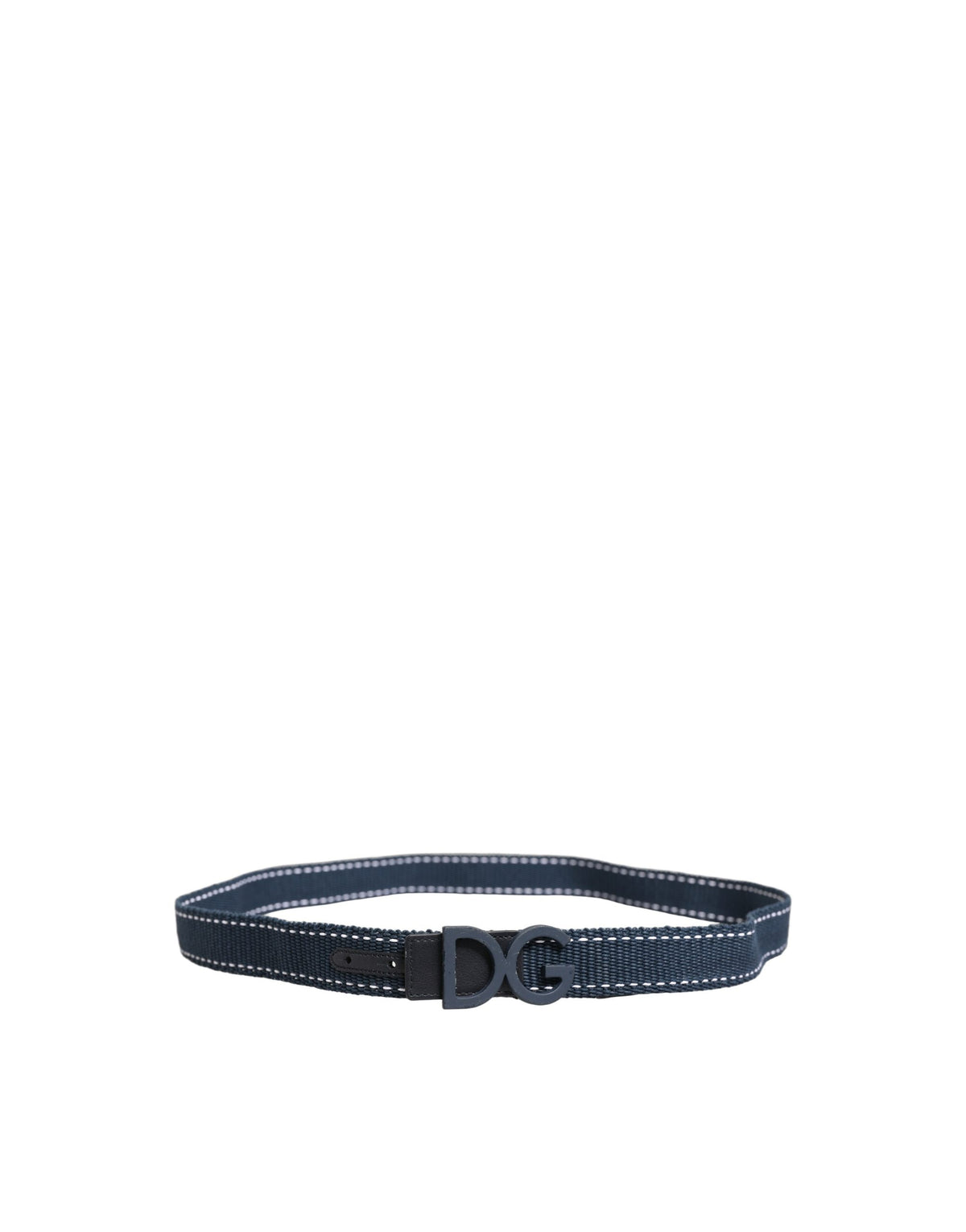 Dolce & Gabbana Blue Cotton Canvas DG Logo Metal Buckle Belt