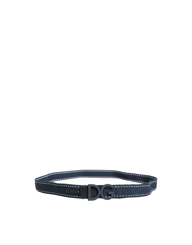 Dolce & Gabbana Blue Cotton Canvas DG Logo Metal Buckle Belt