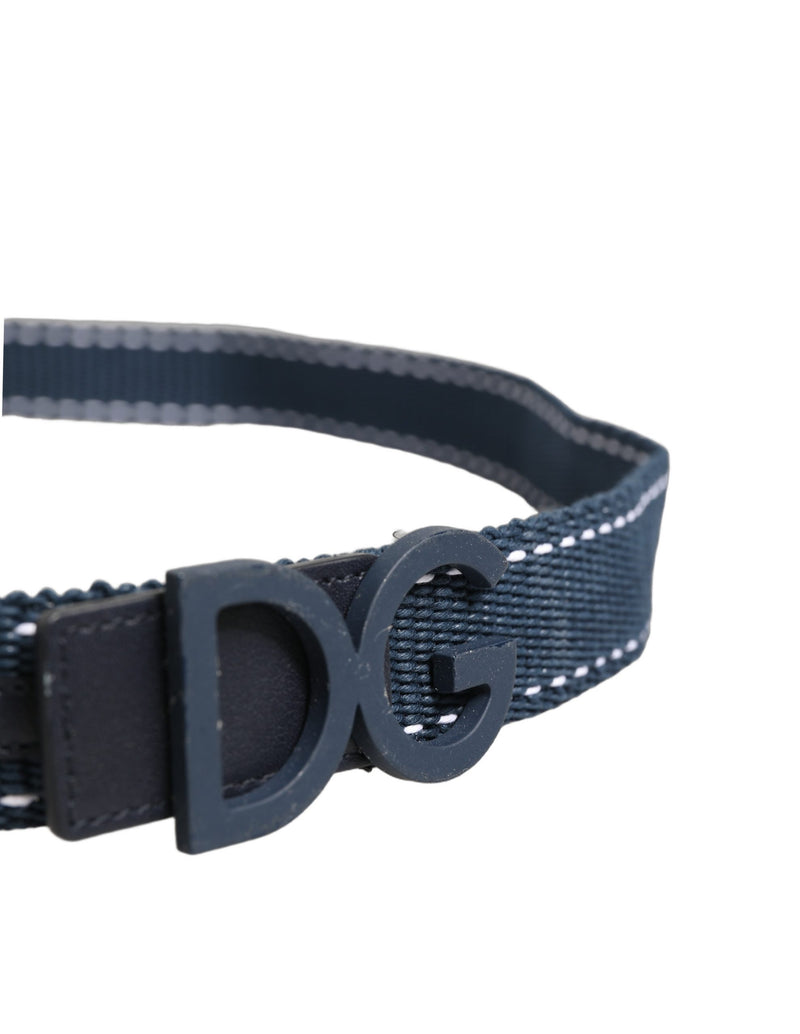 Dolce & Gabbana Blue Cotton Canvas DG Logo Metal Buckle Belt