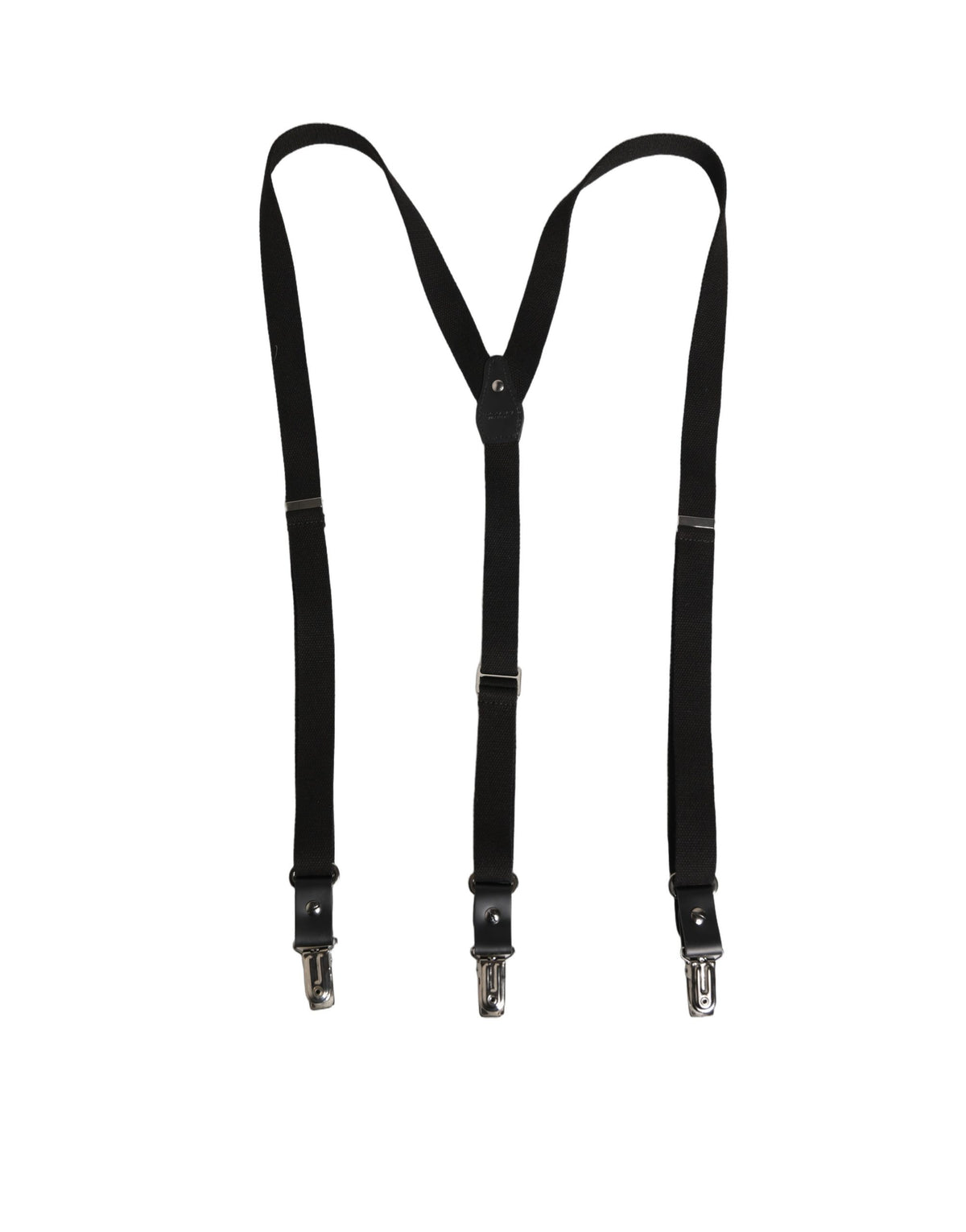 Dolce & Gabbana Black Cotton Leather Elastic Y-back Suspender