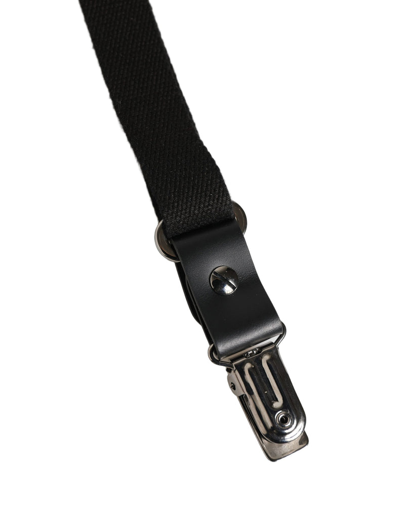 Dolce & Gabbana Black Cotton Leather Elastic Y-back Suspender