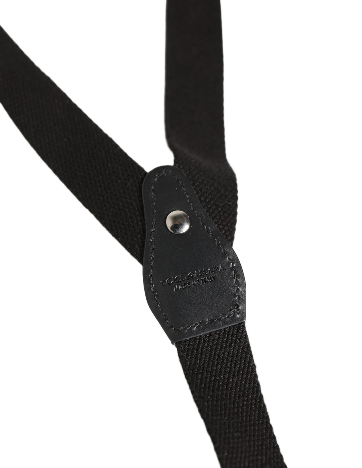 Dolce & Gabbana Black Cotton Leather Elastic Y-back Suspender